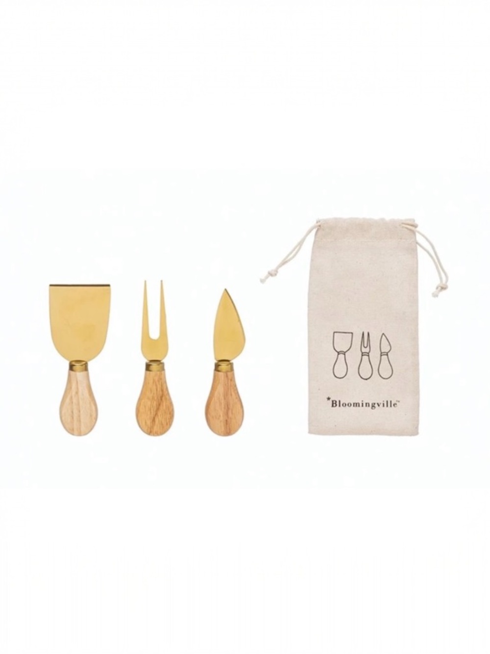 BLOOMINGVILLE OAK WOOD CHEESE UTENSILS